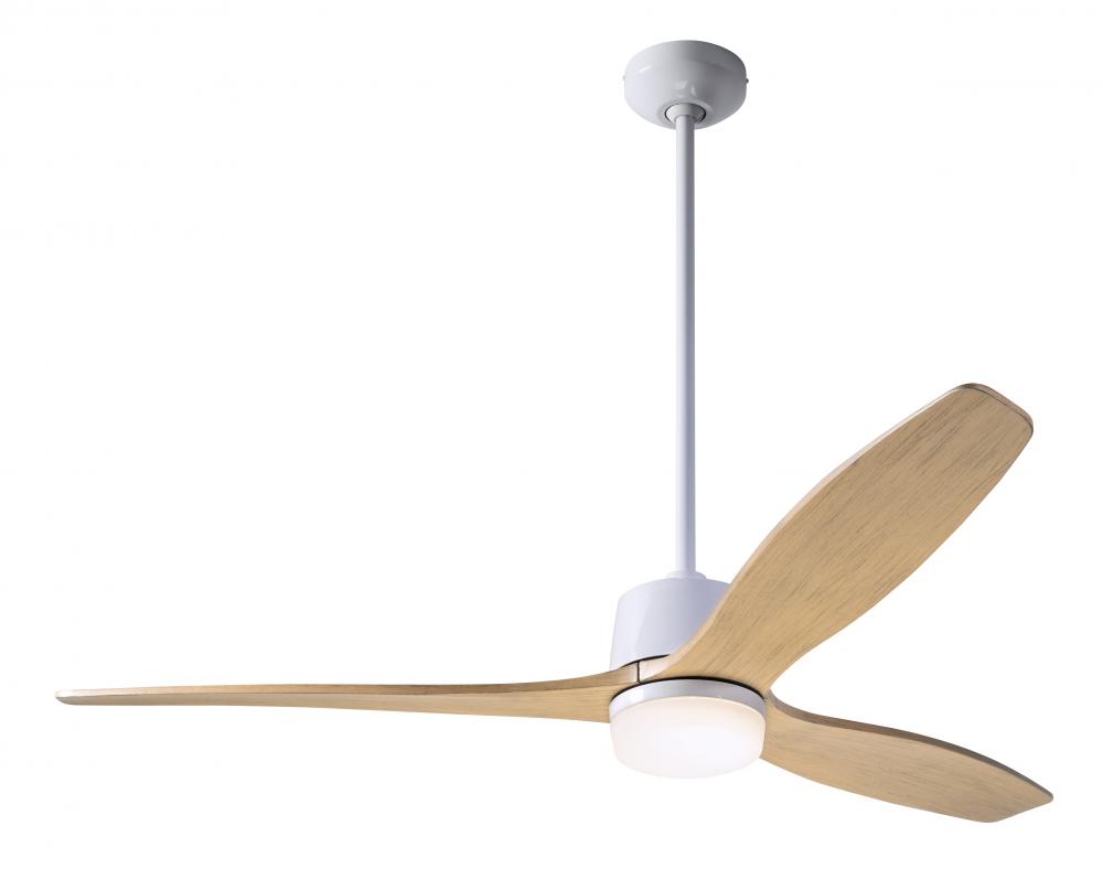 Arbor DC Fan; Gloss White Finish; 54" Maple Blades; 17W LED; Wall Control