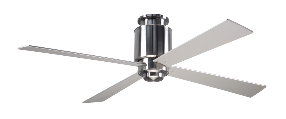 Lapa Flush Fan; Bright Nickel Finish; 50" White Blades; No Light; Fan Speed Control