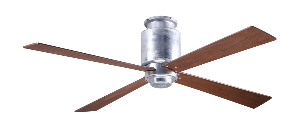 Lapa Flush Fan; Galvanized Finish; 50" Mahogany Blades; No Light; Wall Control with Remote Hands
