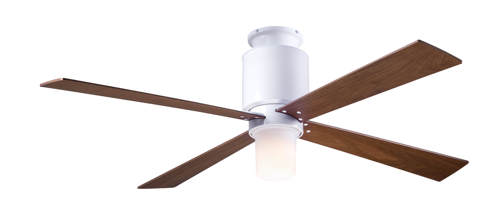 Lapa Flush Fan; Gloss White Finish; 50" Mahogany Blades; 17W LED; Fan Speed and Light Control
