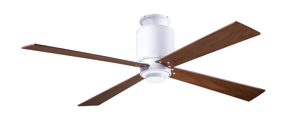 Lapa Flush Fan; Gloss White Finish; 50" Mahogany Blades; No Light; Fan Speed and Light Control