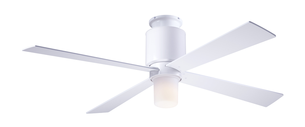 Lapa Flush Fan; Gloss White Finish; 50" Nickel Blades; 17W LED; Fan Speed and Light Control (3-w