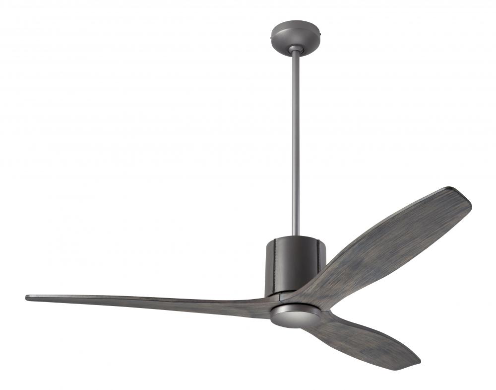 LeatherLuxe DC Fan; Graphite Finish with Gray Leather; 54" Graywash Blades; No Light; Remote Con