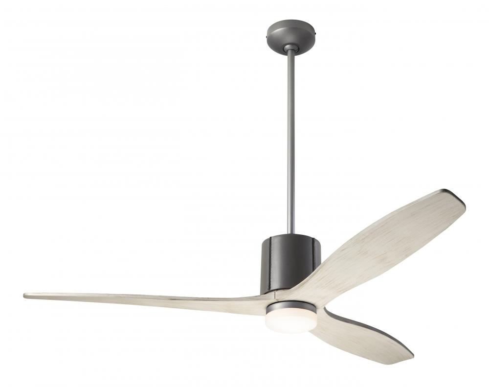 LeatherLuxe DC Fan; Graphite Finish with Gray Leather; 54" Whitewash Blades; 17W LED; Wall Contr