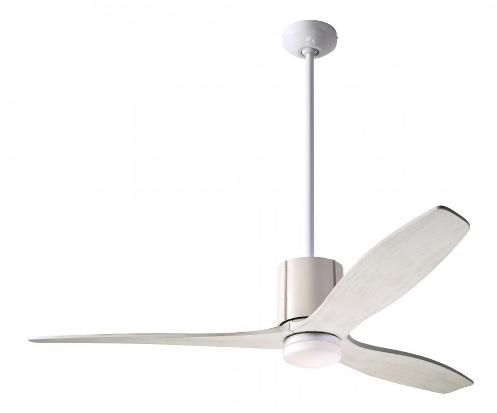 LeatherLuxe DC Fan; Gloss White Finish with Ivory Leather; 54" Whitewash Blades; 17W LED; Wall C