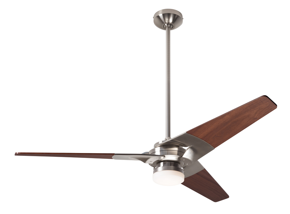 Torsion Fan; Bright Nickel Finish; 52" Mahogany Blades; 17W LED; Fan Speed and Light Control (3-