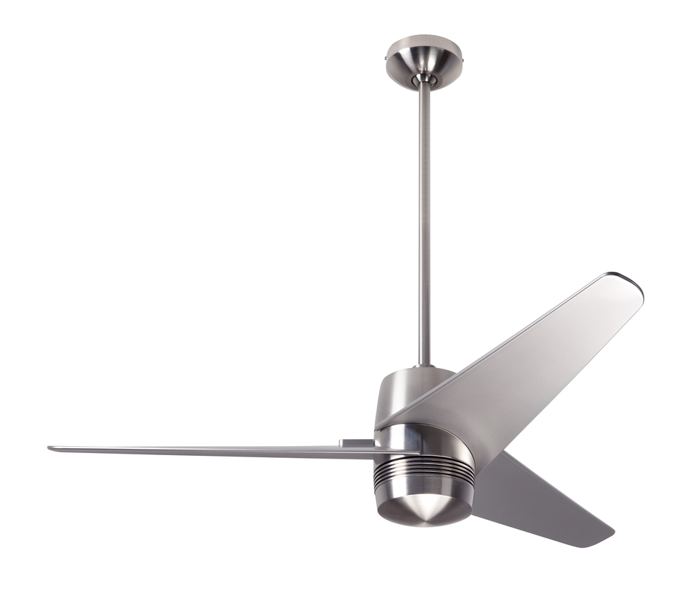 Velo DC Fan; Bright Nickel Finish; 48" Nickel Blades; No Light; Wall Control