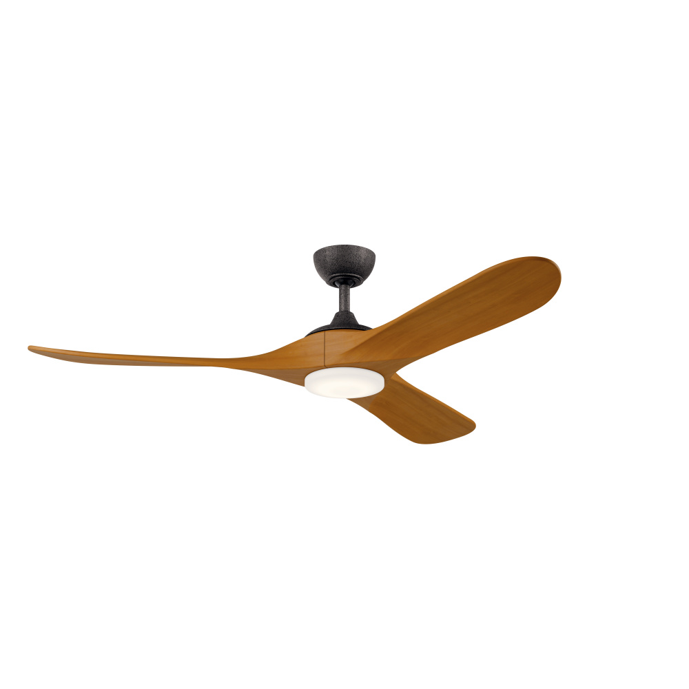 60 Inch Mylo Ceiling Fan with Satin Etch Cased Opal Glass in Anvil Iron with Honey Maple Wood Blades