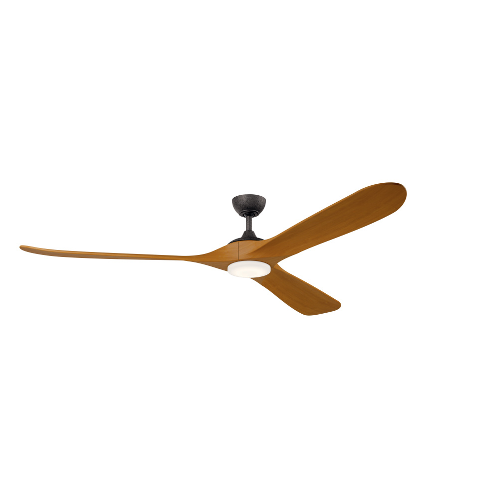 80 Inch Mylo Ceiling Fan with Satin Etch Cased Opal Glass in Anvil Iron with Honey Maple Wood Blades