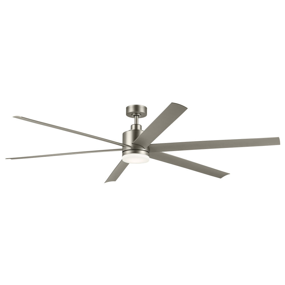 80 Inch Loa Ceiling Fan with Satin Etch Cased Opal Glass in Brushed Nickel with Silver Blades