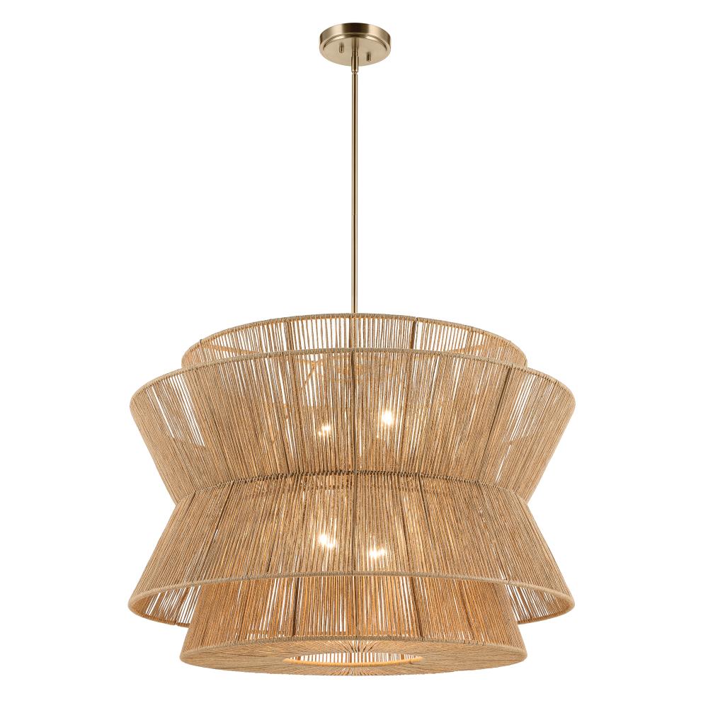 Ophira 36 Inch 4 Light Pendant with Jute Shade in Champagne Bronze