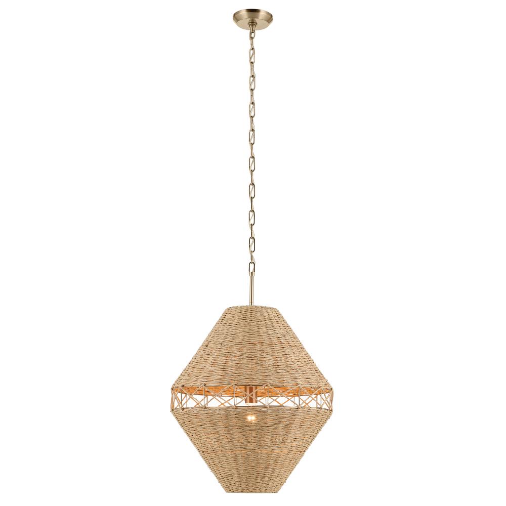 Lulo 20 Inch 1 Light Pendant with Handwoven Natural Cord in Champagne Bronze