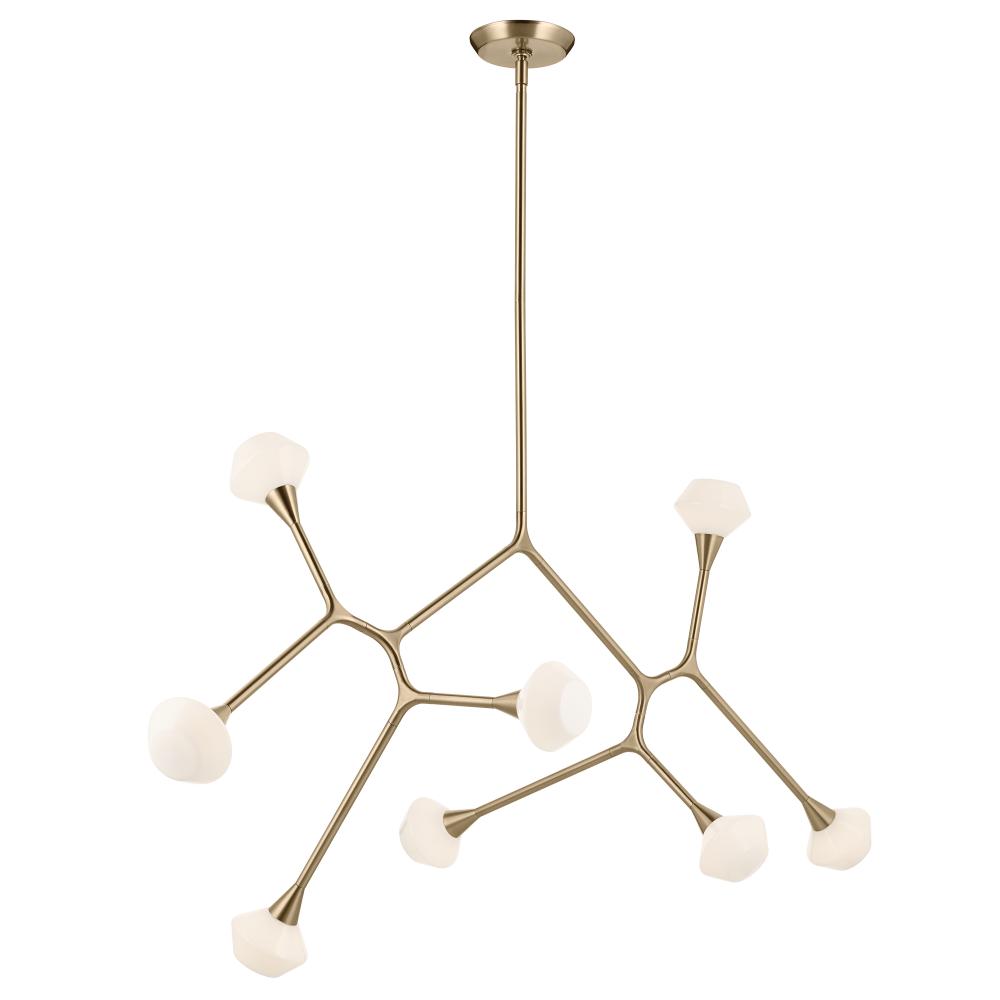 Cassius 61.25 with Opal Glass in 8 Light Convertible Chandelier with Opal Glass in Champagne Bronze
