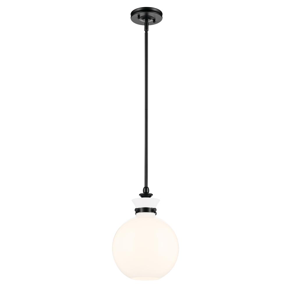 Laria 10.25 Inch 1 Light Pendant with Opal Glass in Black