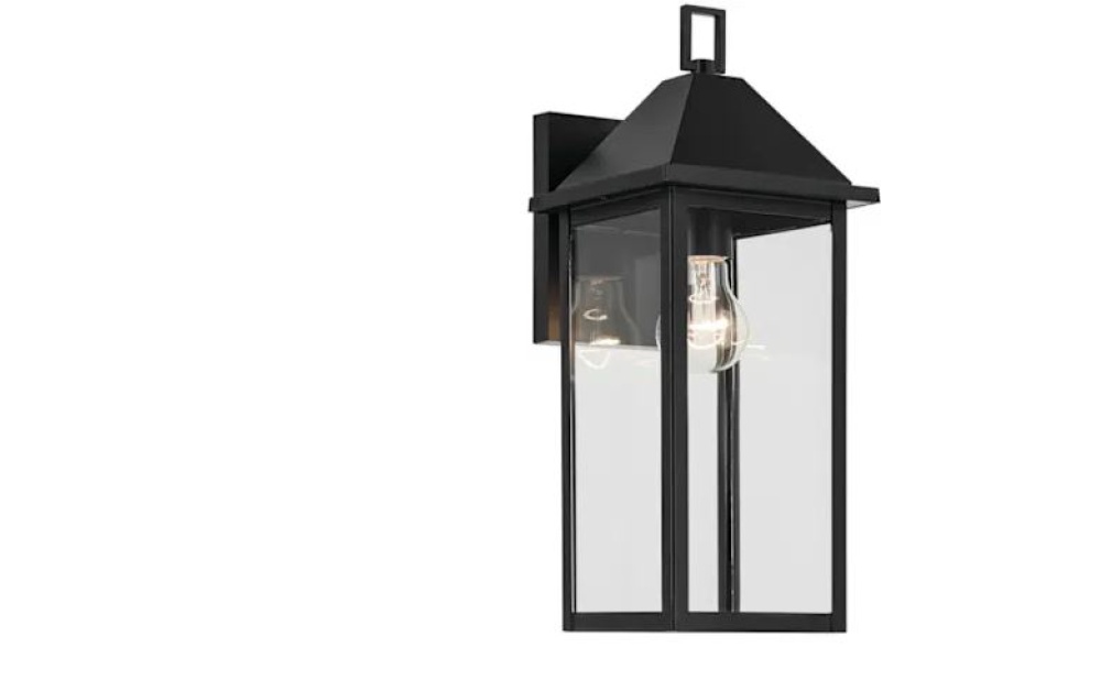 Prin 16.75 Inch 1 Light Outdoor Wall Light with Clear Glass in Black