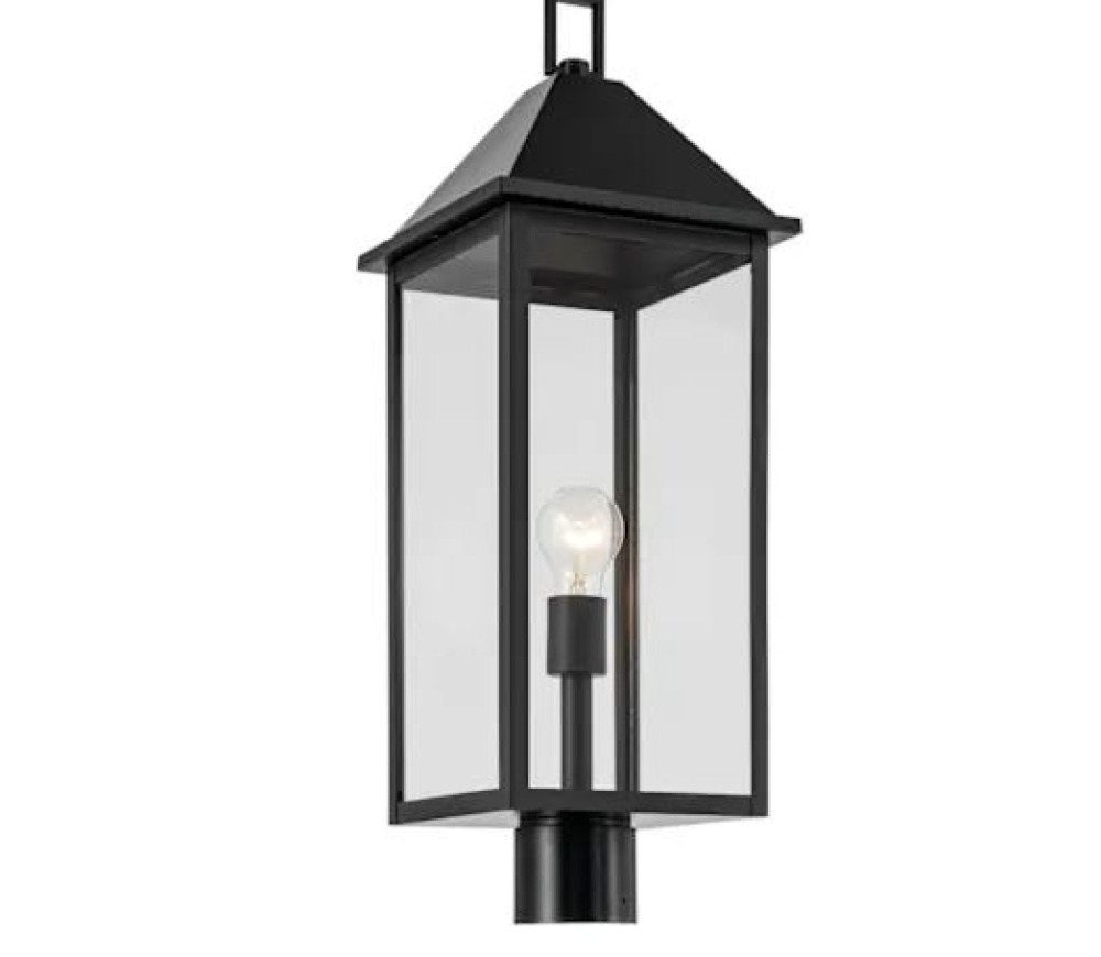 Prin 25 Inch 1 Light Outdoor Post Light with Clear Glass in Black