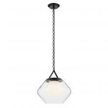 Kichler 52783BK - Nella 16 Inch 1 Light Pendant with Clear Outer Glass with Opal Interior Glass in Black