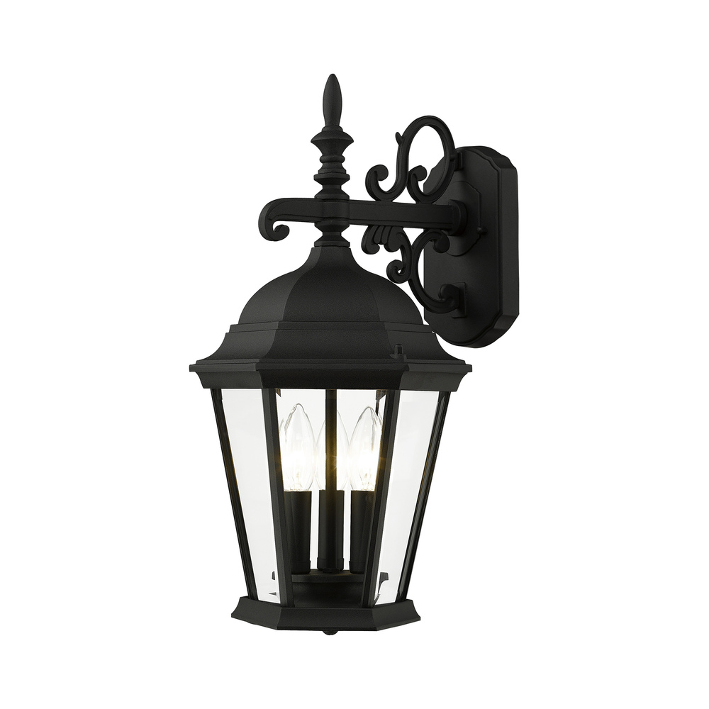 3 Lt Textured Black Outdoor Wall Lantern