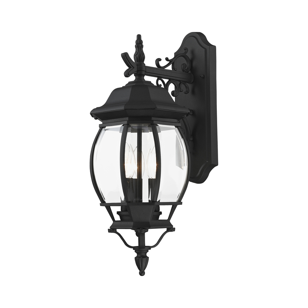 3 Lt Textured Black  Outdoor  Wall Lantern