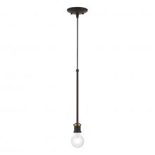 Livex Lighting 47161-07 - 1 Light Bronze with Antique Brass Accents Single Pendant