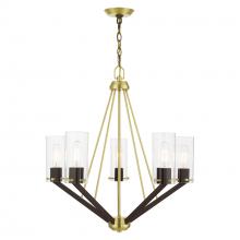 Livex Lighting 51165-12 - 5 Light Satin Brass & Bronze Chandelier