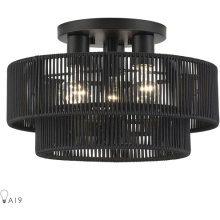 Livex Lighting 60266-04 - 3 Light Black Large Semi-Flush