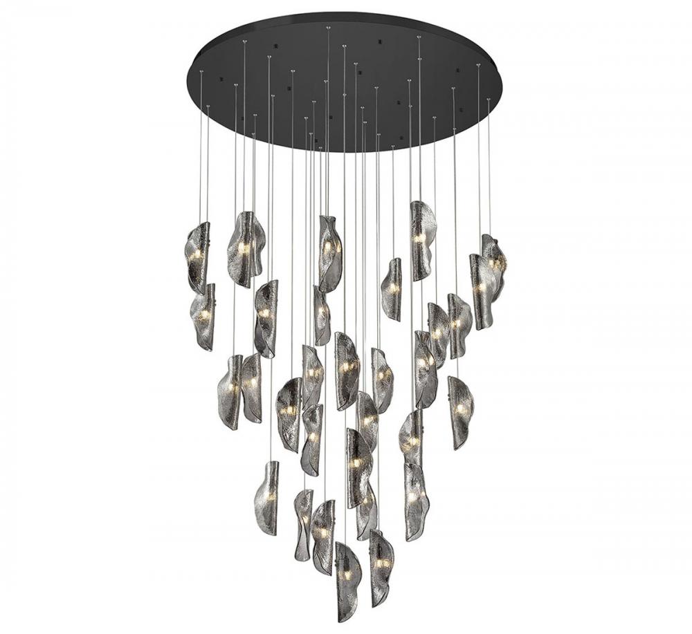 Sorrento, 32 Light LED Grand Chandelier, Smoke, Black Canopy