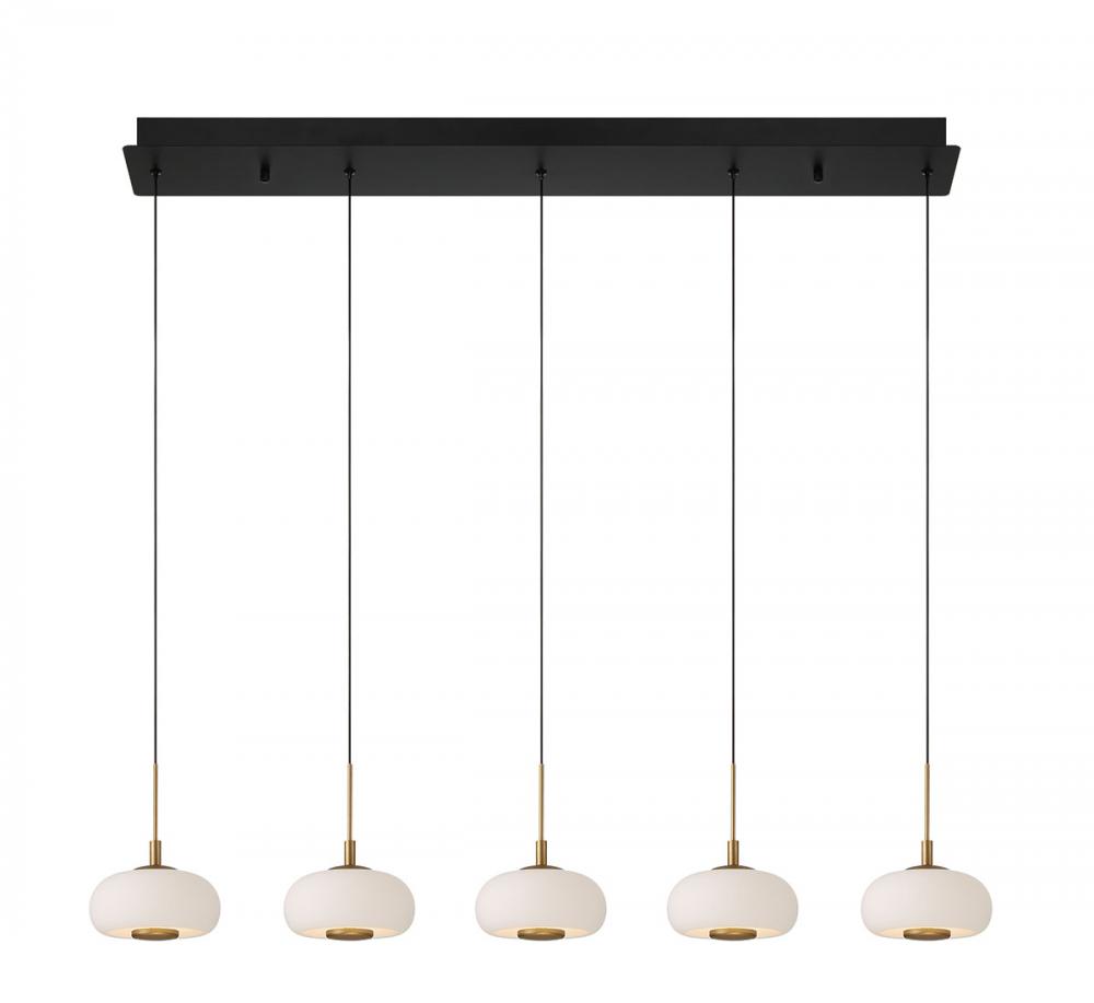 Adelfia, 5 Light Linear LED Chandelier, Matte Black