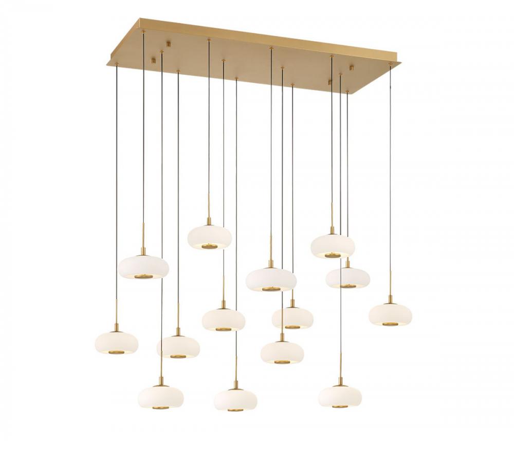 Adelfia, 14 Light Rectangular LED Chandelier, Painted Antique Brass