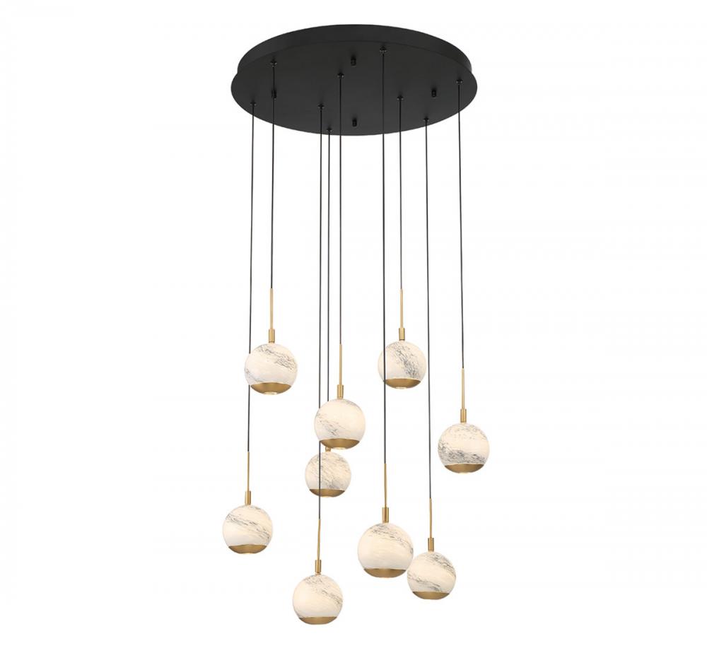 Baveno, 9 Light Round LED Chandelier, Matte Black