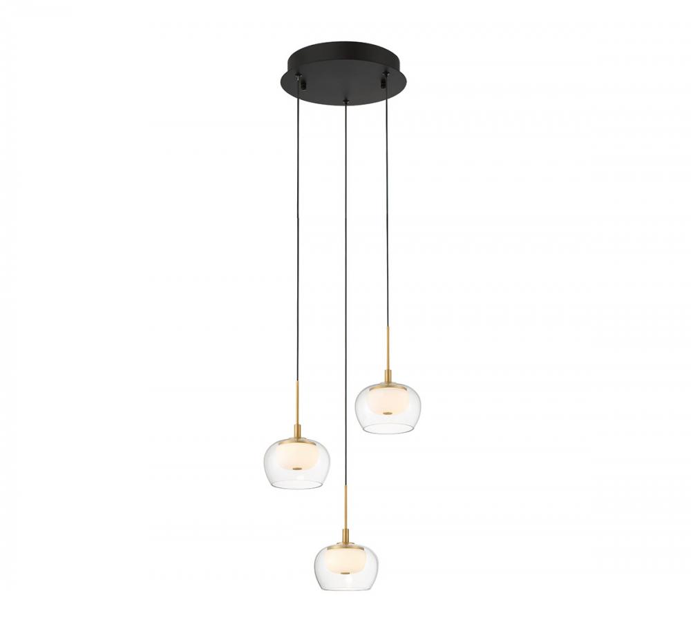 Manarola, 3 Light Round LED Pendant, Matte Black