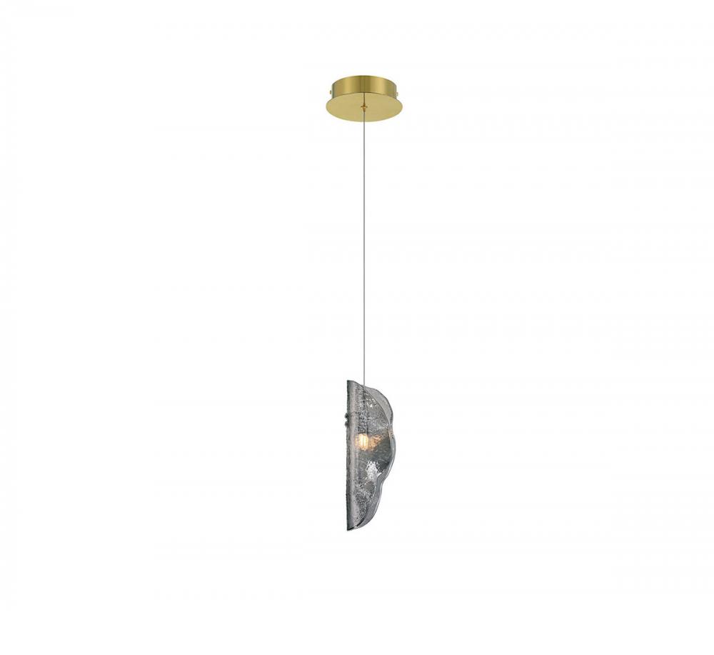 Sorrento, 1 Light LED Pendant, Smoke, Gold Canopy