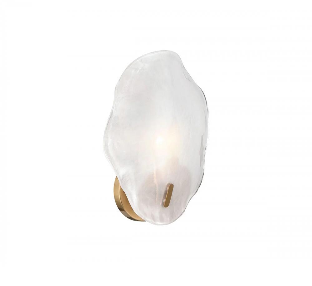 Corato, 1 Light Wall Mount, Brushed Brass with Translucent White Glass
