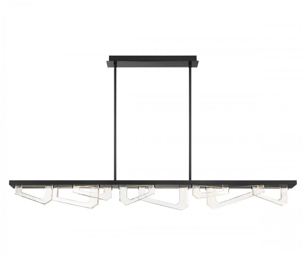 Arezzo, Large Linear LED Chandelier, Painted Brushed Grey