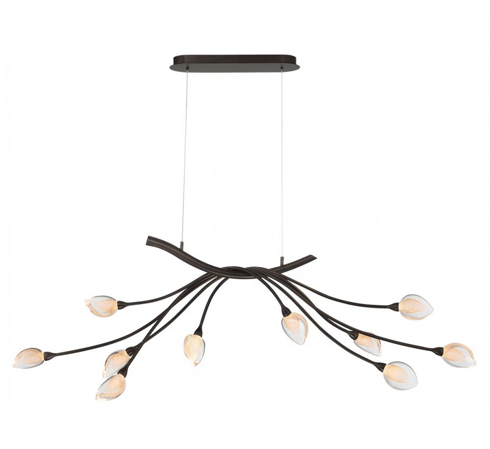 Modena, 10 Light Oval LED Chandelier, Â Black with Gold Accent