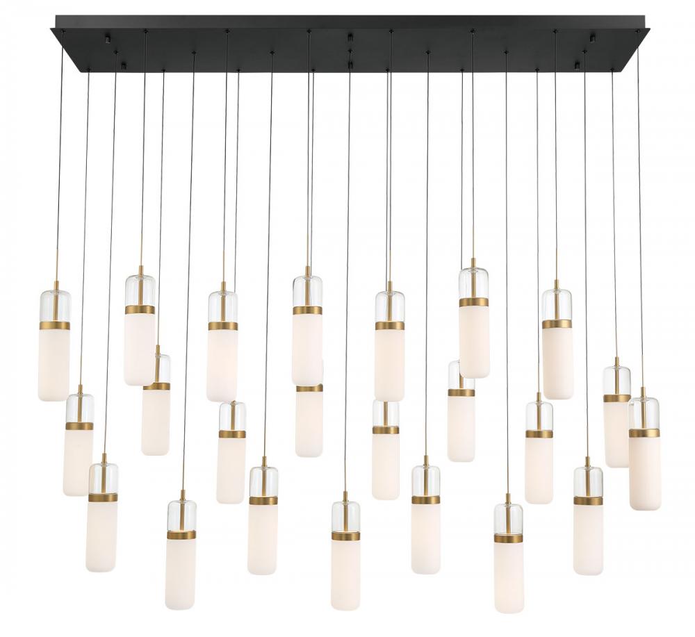 Verona, 23 light Rectangular LED Chandelier, Matte Black