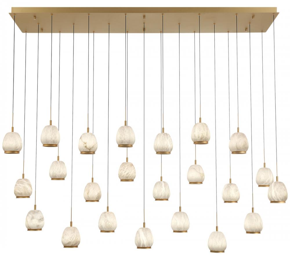 Lucidata, 23 light Rectangular LED Chandelier, Painted Antique Brass