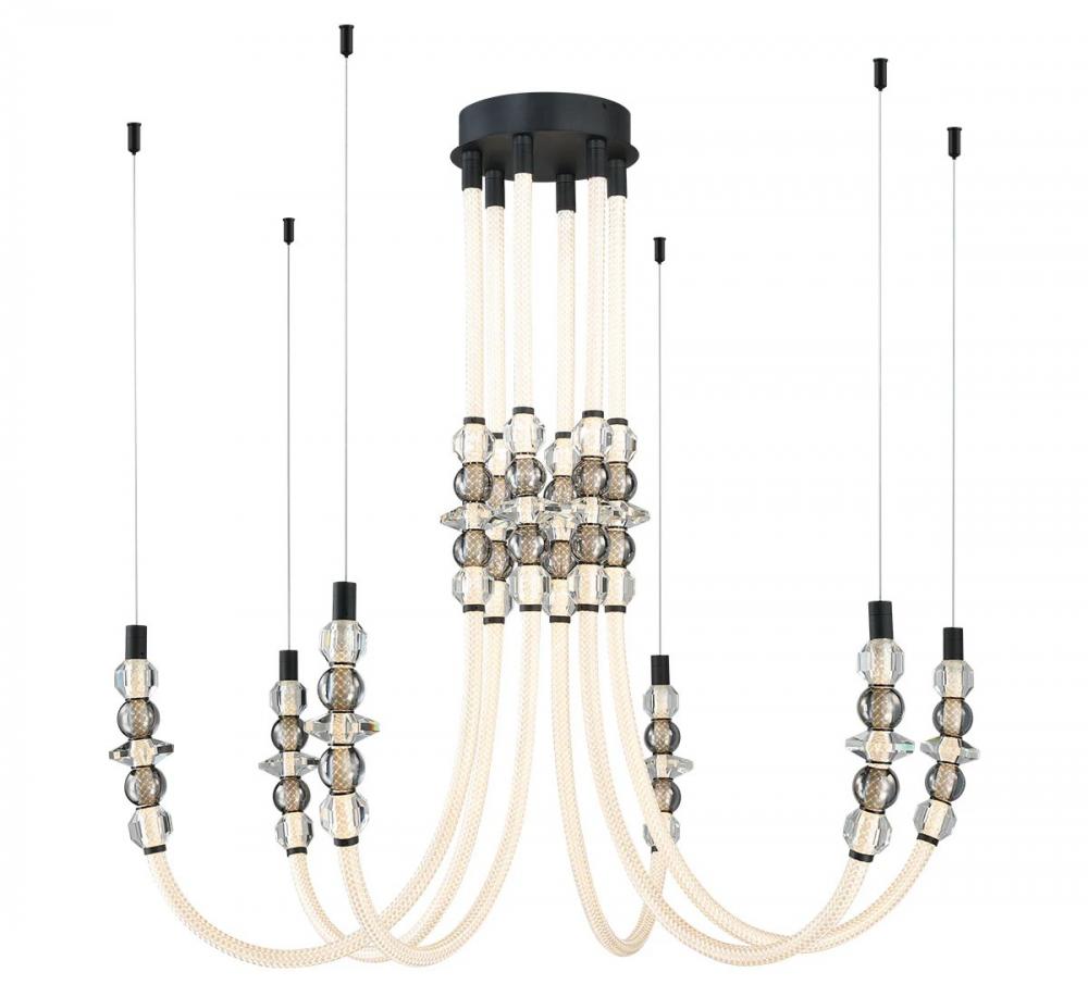 Alcamo, 6 Light LED Chandelier, Matte Black