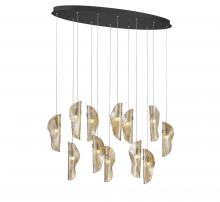 Lib & Co. US 12034-018-02 - Sorrento, 12 Light Oval LED Chandelier, Amber, Black Canopy