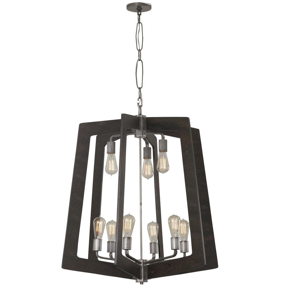 Lofty 9-Lt Chandelier - Steel/Zebrawood