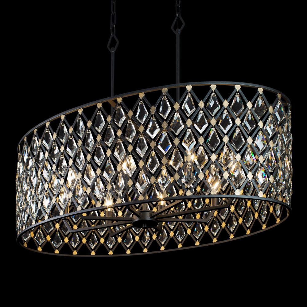 Windsor 8-Lt Crystal Oval Linear Pendant - Carbon/Havana Gold