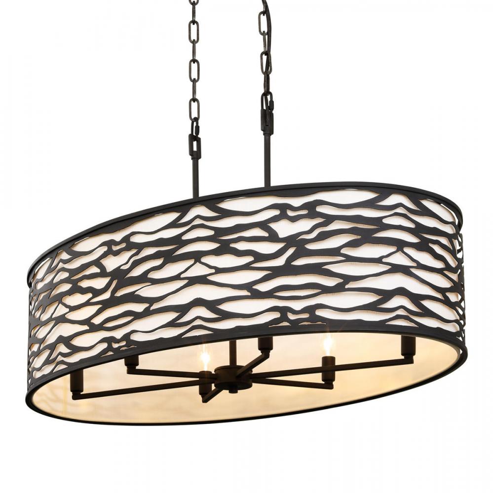 Kato 6-Lt Oval Pendant - Carbon Black