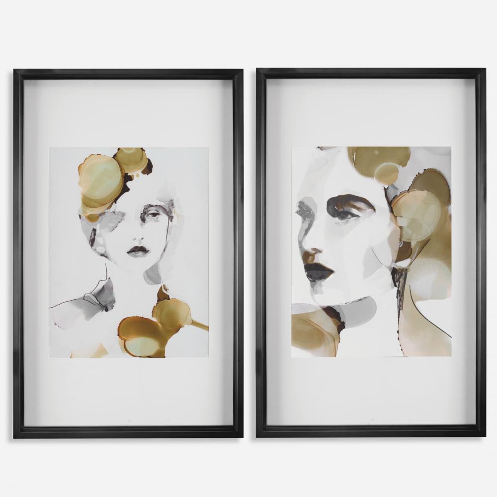 Uttermost Organic Portrait Framed Prints, S/2