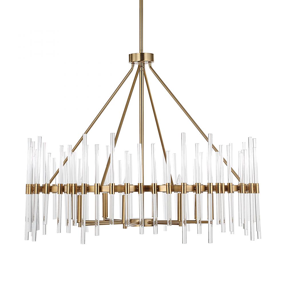 Uttermost Crystal Stick 8 Light Brass Chandelier