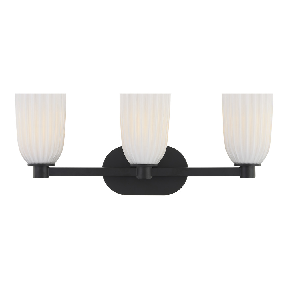 Baldwin 3-Light Bathroom Vanity Light in Matte Black