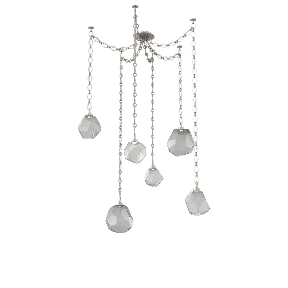 Gem Multi Light Pendant Multi Port Canopy Beige Silver