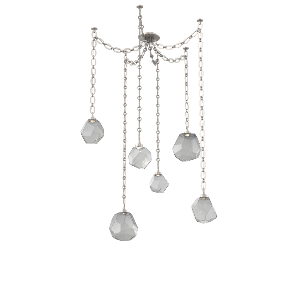 Gem Multi Light Pendant Multi Port Canopy Beige Silver