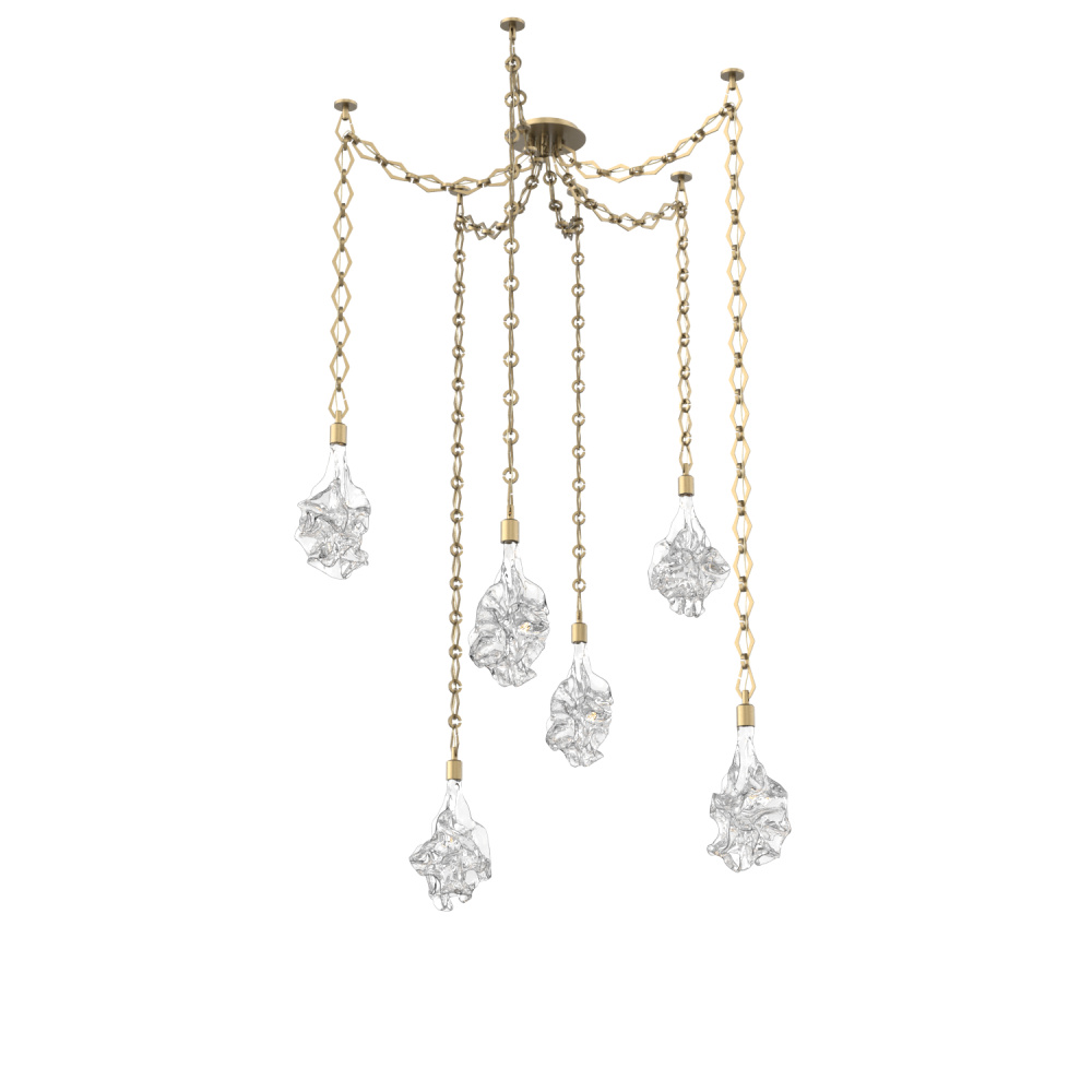 Blossom Multi Light Pendant Multi Port Canopy Gilded Brass