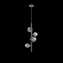 Hammerton CHB0039-T4-GP-S-001-L1 - Gem 4pc Twisted Vine-Graphite-Smoke Blown Glass-Threaded Rod Suspension-LED 2700K