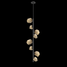 Hammerton CHB0039-T8-MB-B-001-L1 - Gem 8pc Twisted Vine-Matte Black-Bronze Blown Glass-Threaded Rod Suspension-LED 2700K